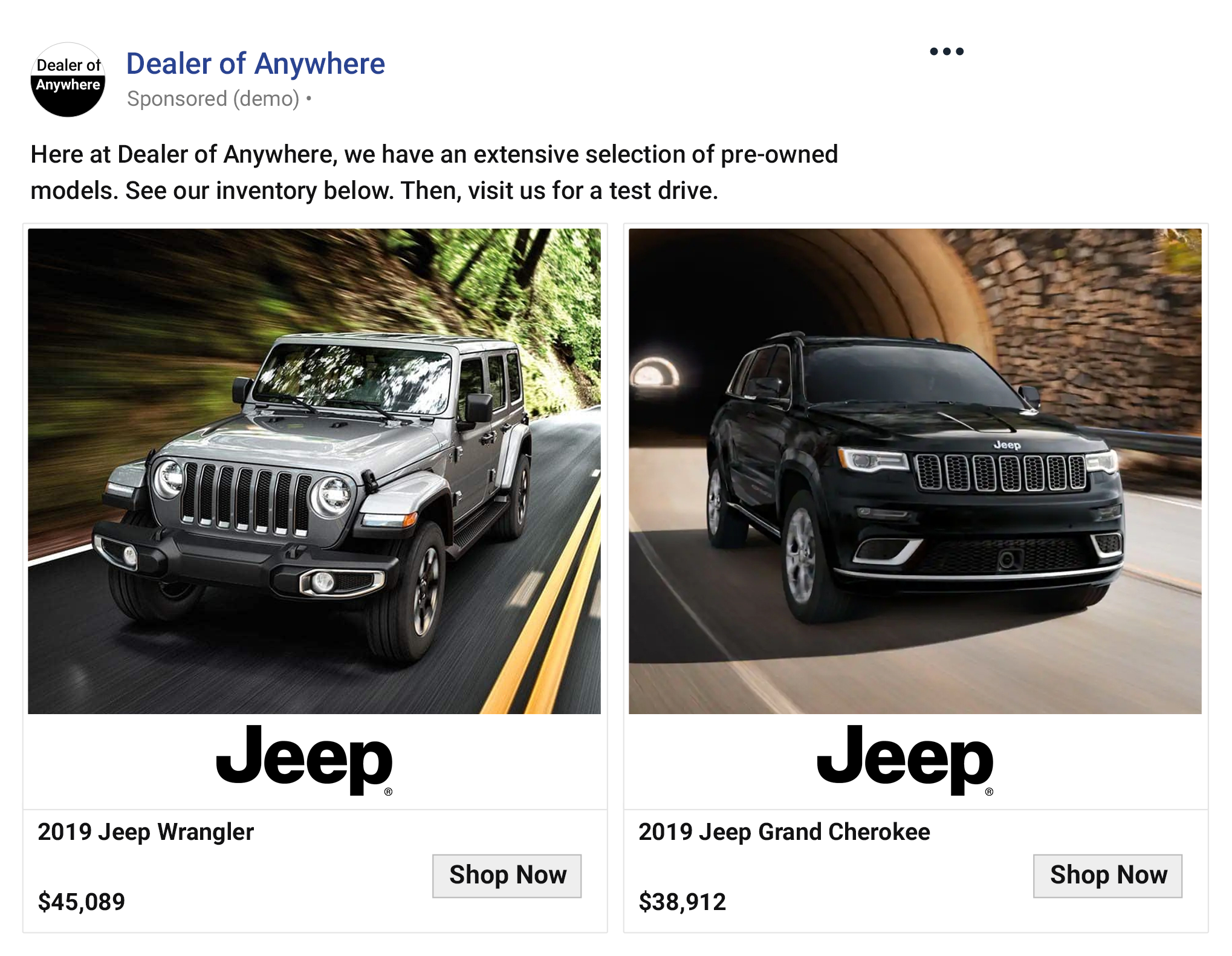 Jeep FCA Paid Social Ad