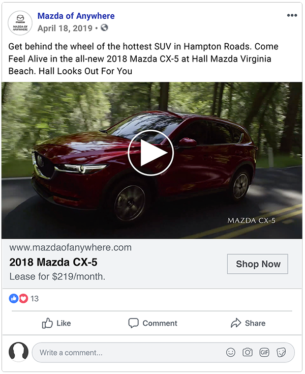 Mazda Paid Social Video Ad