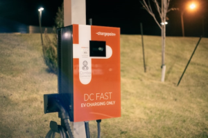 DC Fast EV charger at night.