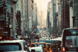 Traffic jam in New York City.