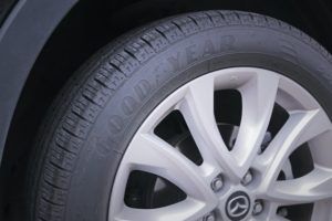 Goodyear tire on a Mazda.